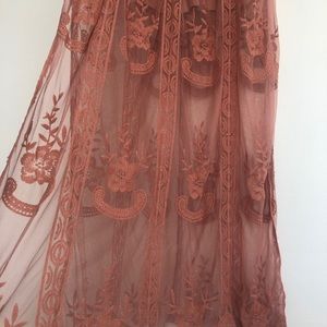 As You Wish embroidered lace maxi dress in ROSE